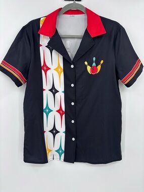 Vintage 90s Men’s Rockabilly Western Hipster Short Sleeve Bowling Shirt